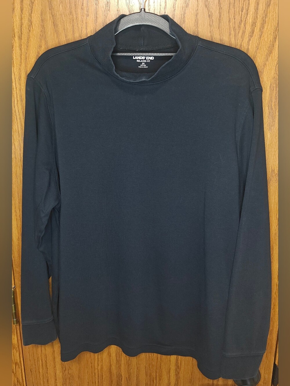 Women's Lands' End Black Relaxed Fit Long-Sleeve Mock Neck Top, Size 2X